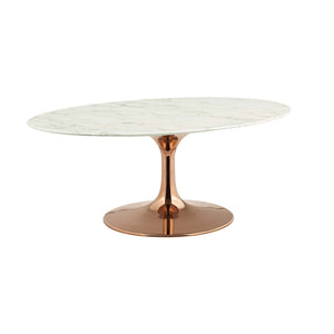 ModwayModway Lippa 42" Oval-Shaped Artificial Marble Coffee Table EEI-3252 EEI-3252-ROS-WHI- BetterPatio.com