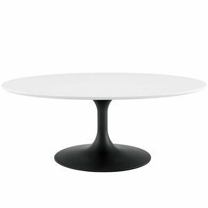 ModwayModway Lippa 42" Oval-Shaped Wood Coffee Table EEI-3533 EEI-3533-BLK-WHI- BetterPatio.com