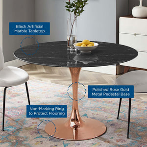 ModwayModway Lippa 47" Artificial Marble Dining Table EEI-5272 EEI-5272-ROS-BLK- BetterPatio.com