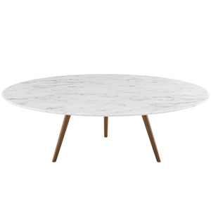 ModwayModway Lippa 47" Round Artificial Marble Coffee Table with Tripod Base EEI-3669 EEI-3669-WAL-WHI- BetterPatio.com