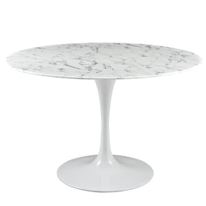 ModwayModway Lippa 47" Round Artificial Marble Dining Table EEI-1131 EEI-1131-WHI- BetterPatio.com