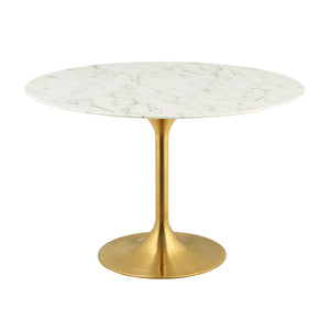 ModwayModway Lippa 47" Round Artificial Marble Dining Table EEI-3232 EEI-3232-GLD-WHI- BetterPatio.com