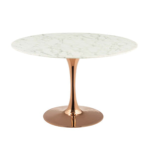 ModwayModway Lippa 47" Round Artificial Marble Dining Table EEI-3243 EEI-3243-ROS-WHI- BetterPatio.com