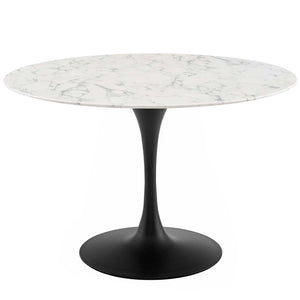 ModwayModway Lippa 47" Round Artificial Marble Dining Table EEI-3527 EEI-3527-BLK-WHI- BetterPatio.com
