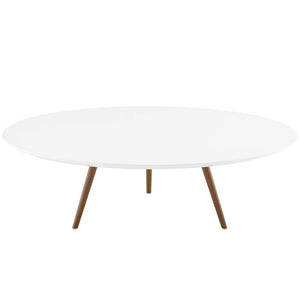 ModwayModway Lippa 47" Round Wood Top Coffee Table with Tripod Base EEI-3667 EEI-3667-WAL-WHI- BetterPatio.com