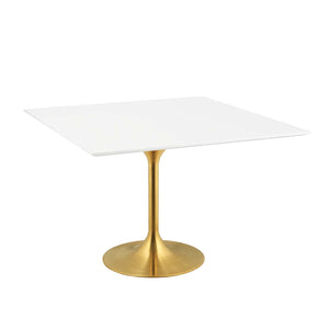 ModwayModway Lippa 47" Square Wood Top Dining Table EEI-3230 EEI-3230-GLD-WHI- BetterPatio.com
