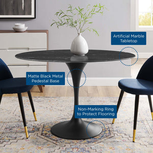 ModwayModway Lippa 48" Artificial Marble Dining Table EEI-4870 EEI-4870-BLK-BLK- BetterPatio.com