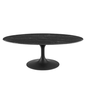 ModwayModway Lippa 48" Oval Artificial Marble Coffee Table EEI-4886 EEI-4886-BLK-BLK- BetterPatio.com