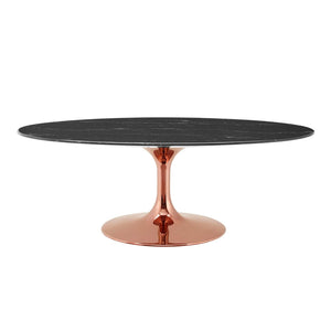 ModwayModway Lippa 48" Oval Artificial Marble Coffee Table EEI-5283 EEI-5283-ROS-BLK- BetterPatio.com