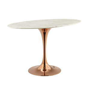 ModwayModway Lippa 48" Oval Artificial Marble Dining Table EEI-3225 EEI-3225-ROS-WHI- BetterPatio.com