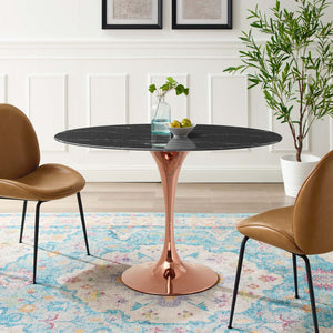 ModwayModway Lippa 48" Oval Artificial Marble Dining Table EEI-5260 EEI-5260-ROS-BLK- BetterPatio.com