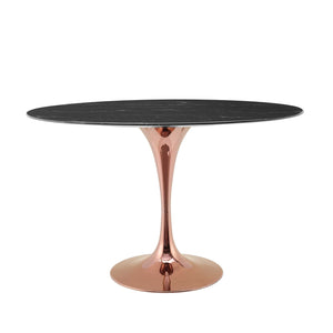 ModwayModway Lippa 48" Oval Artificial Marble Dining Table EEI-5260 EEI-5260-ROS-BLK- BetterPatio.com