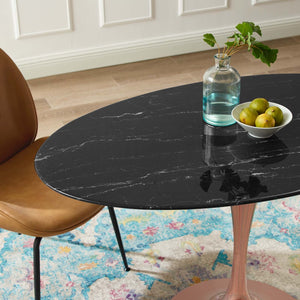 ModwayModway Lippa 48" Oval Artificial Marble Dining Table EEI-5260 EEI-5260-ROS-BLK- BetterPatio.com