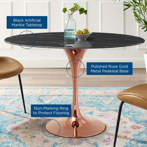 ModwayModway Lippa 48" Oval Artificial Marble Dining Table EEI-5260 EEI-5260-ROS-BLK- BetterPatio.com