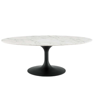 ModwayModway Lippa 48" Oval-Shaped Artificial Marble Coffee Table EEI-3537 EEI-3537-BLK-WHI- BetterPatio.com