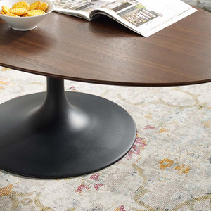 ModwayModway Lippa 48" Oval-Shaped Walnut Coffee Table EEI-3538 EEI-3538-BLK-WAL- BetterPatio.com