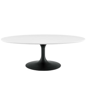ModwayModway Lippa 48" Oval-Shaped Wood Top Coffee Table EEI-3536 EEI-3536-BLK-WHI- BetterPatio.com