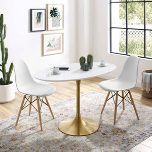 ModwayModway Lippa 48" Oval Wood Dining Table EEI-3215 EEI-3215-GLD-WHI- BetterPatio.com