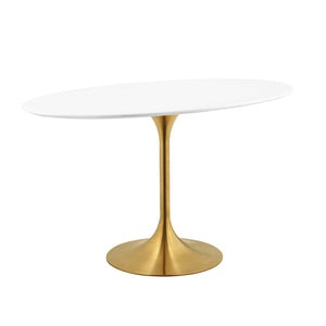 ModwayModway Lippa 48" Oval Wood Dining Table EEI-3215 EEI-3215-GLD-WHI- BetterPatio.com