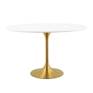 ModwayModway Lippa 48" Oval Wood Dining Table EEI-3215 EEI-3215-GLD-WHI- BetterPatio.com