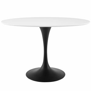 ModwayModway Lippa 48" Oval Wood Top Dining Table EEI-3517 EEI-3517-BLK-WHI- BetterPatio.com
