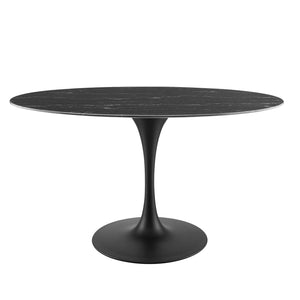 ModwayModway Lippa 54" Artificial Marble Oval Dining Table EEI-4880 EEI-4880-BLK-BLK- BetterPatio.com