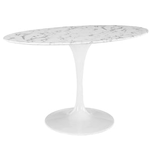 ModwayModway Lippa 54" Oval Artificial Marble Dining Table EEI-1134 EEI-1134-WHI- BetterPatio.com