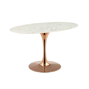 ModwayModway Lippa 54" Oval Artificial Marble Dining Table EEI-3246 EEI-3246-ROS-WHI- BetterPatio.com