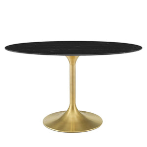 ModwayModway Lippa 54" Oval Artificial Marble Dining Table EEI-5242 EEI-5242-GLD-BLK- BetterPatio.com