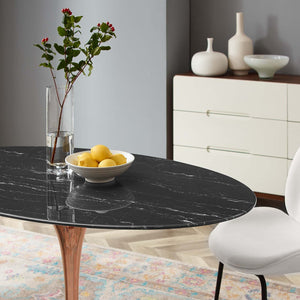 ModwayModway Lippa 54" Oval Artificial Marble Dining Table EEI-5275 EEI-5275-ROS-BLK- BetterPatio.com