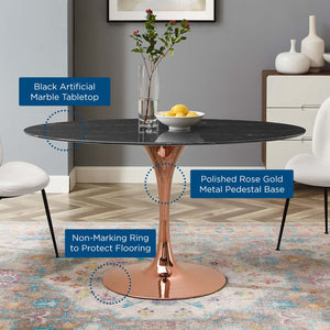 ModwayModway Lippa 54" Oval Artificial Marble Dining Table EEI-5275 EEI-5275-ROS-BLK- BetterPatio.com