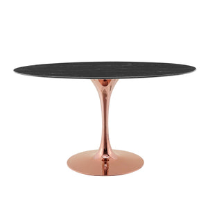 ModwayModway Lippa 54" Oval Artificial Marble Dining Table EEI-5275 EEI-5275-ROS-BLK- BetterPatio.com