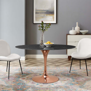 ModwayModway Lippa 54" Oval Artificial Marble Dining Table EEI-5275 EEI-5275-ROS-BLK- BetterPatio.com