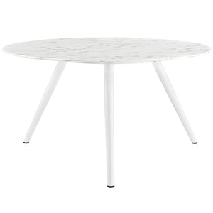 ModwayModway Lippa 54" Round Artificial Marble Dining Table with Tripod Base EEI-2526 EEI-2526-WHI- BetterPatio.com