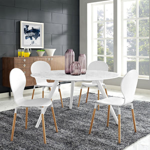 ModwayModway Lippa 54" Round Artificial Marble Dining Table with Tripod Base EEI-2526 EEI-2526-WHI- BetterPatio.com