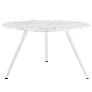 ModwayModway Lippa 54" Round Artificial Marble Dining Table with Tripod Base EEI-2526 EEI-2526-WHI- BetterPatio.com