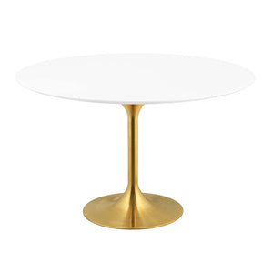 ModwayModway Lippa 54" Round Wood Dining Table EEI-3228 EEI-3228-GLD-WHI- BetterPatio.com