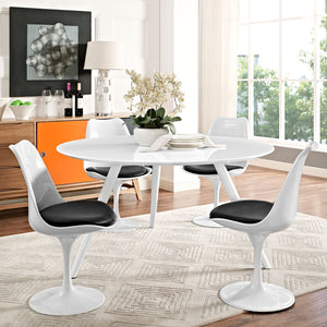 ModwayModway Lippa 54" Round Wood Top Dining Table with Tripod Base EEI-2524 EEI-2524-WHI- BetterPatio.com