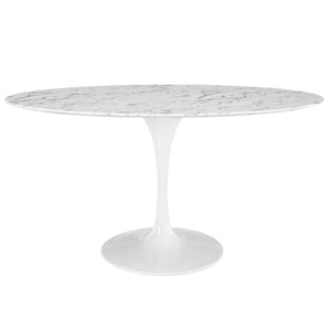 ModwayModway Lippa 60" Oval Artificial Marble Dining Table EEI-1135 EEI-1135-WHI- BetterPatio.com