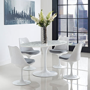 ModwayModway Lippa 60" Oval Artificial Marble Dining Table EEI-1135 EEI-1135-WHI- BetterPatio.com