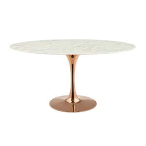 ModwayModway Lippa 60" Oval Artificial Marble Dining Table EEI-3247 EEI-3247-ROS-WHI- BetterPatio.com