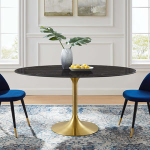 ModwayModway Lippa 60" Oval Artificial Marble Dining Table EEI-5243 EEI-5243-GLD-BLK- BetterPatio.com