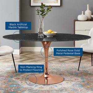 ModwayModway Lippa 60" Oval Artificial Marble Dining Table EEI-5276 EEI-5276-ROS-BLK- BetterPatio.com