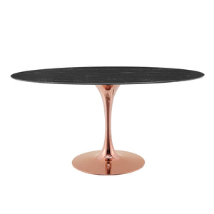 ModwayModway Lippa 60" Oval Artificial Marble Dining Table EEI-5276 EEI-5276-ROS-BLK- BetterPatio.com