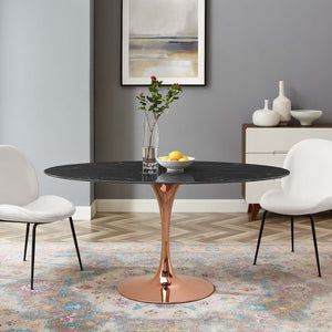 ModwayModway Lippa 60" Oval Artificial Marble Dining Table EEI-5276 EEI-5276-ROS-BLK- BetterPatio.com