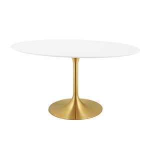 ModwayModway Lippa 60" Oval Wood Dining Table EEI-3254 EEI-3254-GLD-WHI- BetterPatio.com