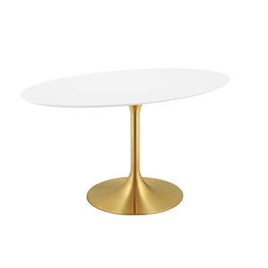 ModwayModway Lippa 60" Oval Wood Dining Table EEI-3254 EEI-3254-GLD-WHI- BetterPatio.com