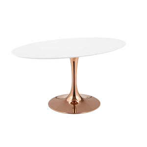 ModwayModway Lippa 60" Oval Wood Top Dining Table EEI-3258 EEI-3258-ROS-WHI- BetterPatio.com