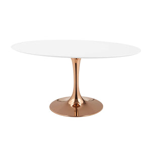 ModwayModway Lippa 60" Oval Wood Top Dining Table EEI-3258 EEI-3258-ROS-WHI- BetterPatio.com