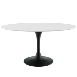 ModwayModway Lippa 60" Oval Wood Top Dining Table EEI-3539 EEI-3539-BLK-WHI- BetterPatio.com